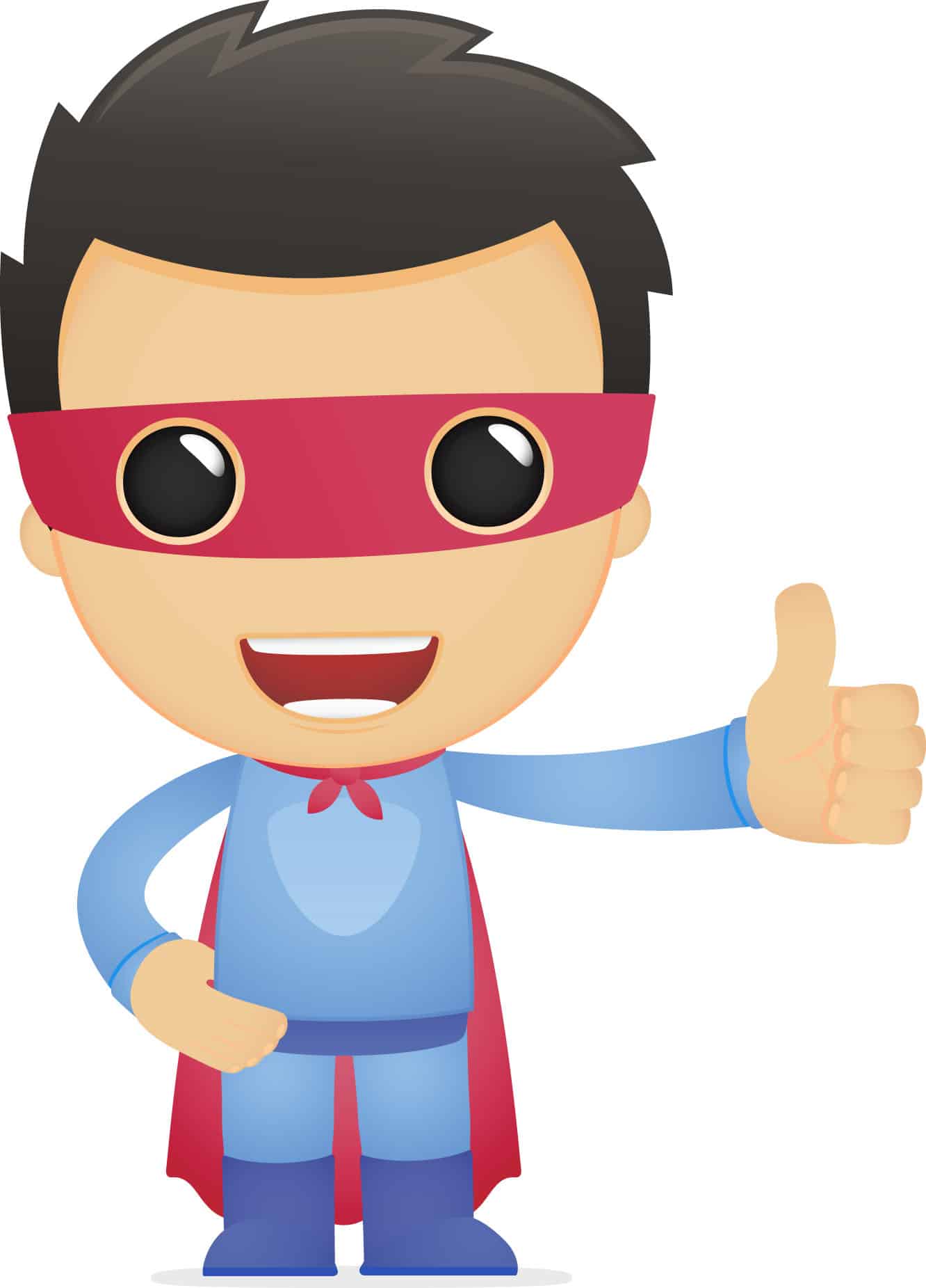 Superhero character with thumbs up