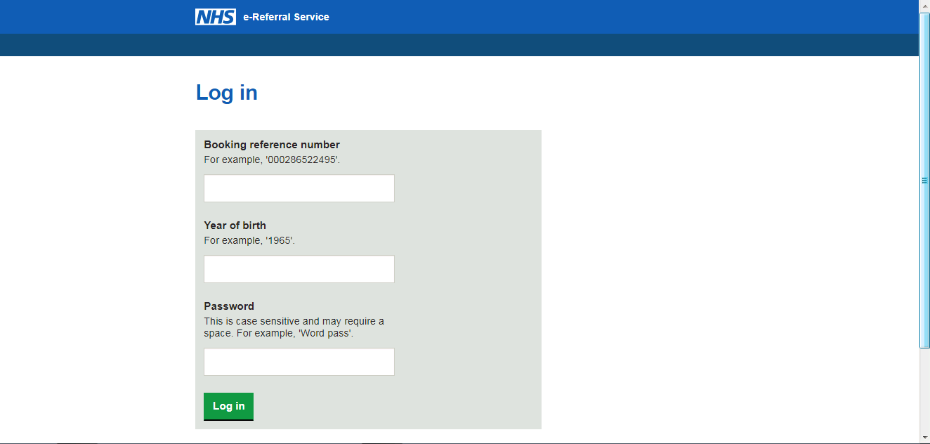 NHS e-Referral website NHS e-Referral website
