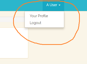 Your profile and logout Your profile and logout